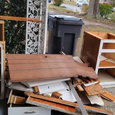 We removed the old cabinets...